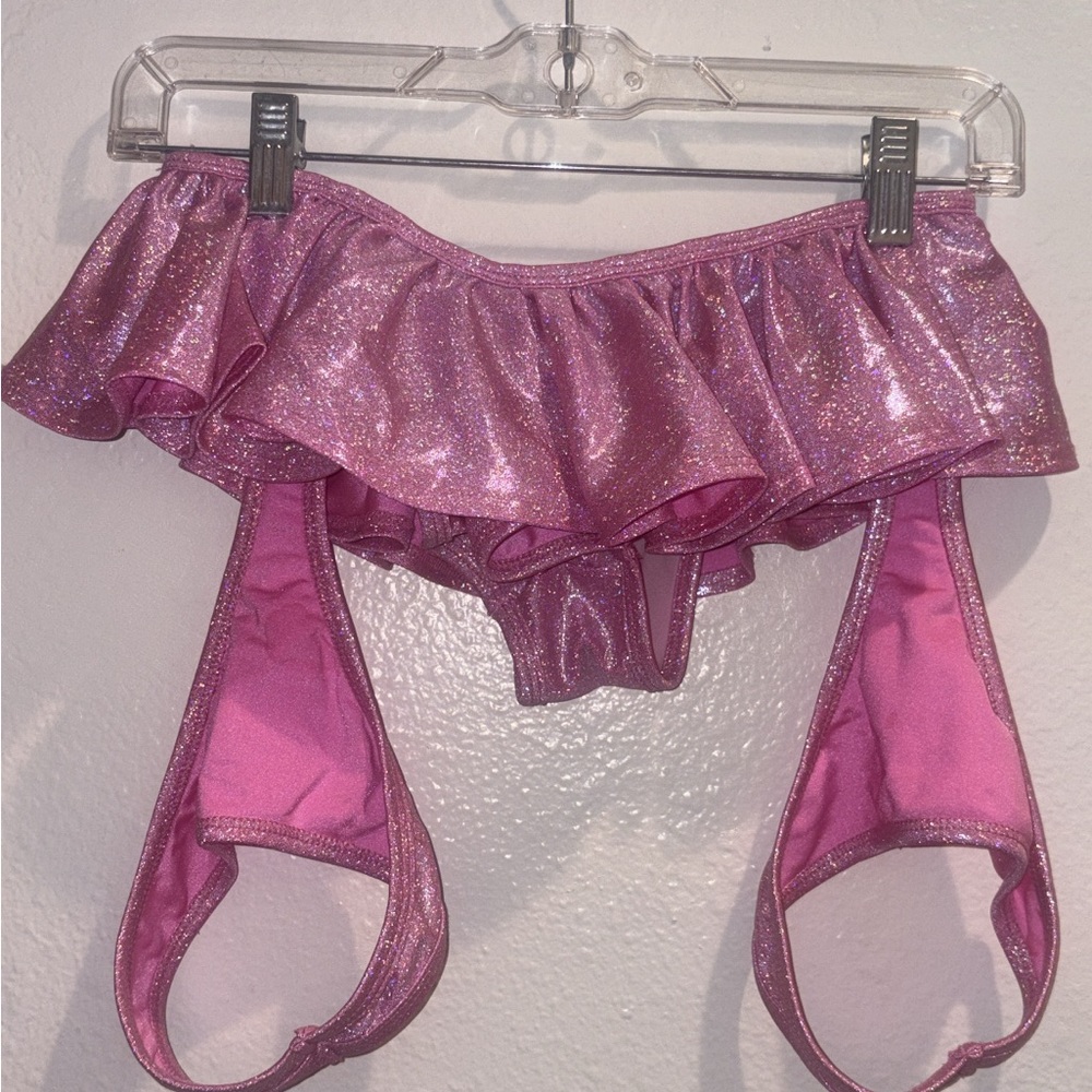 Shimmery Pink Metallic Ruffle Skirt - Festival - Picture 2 of 3